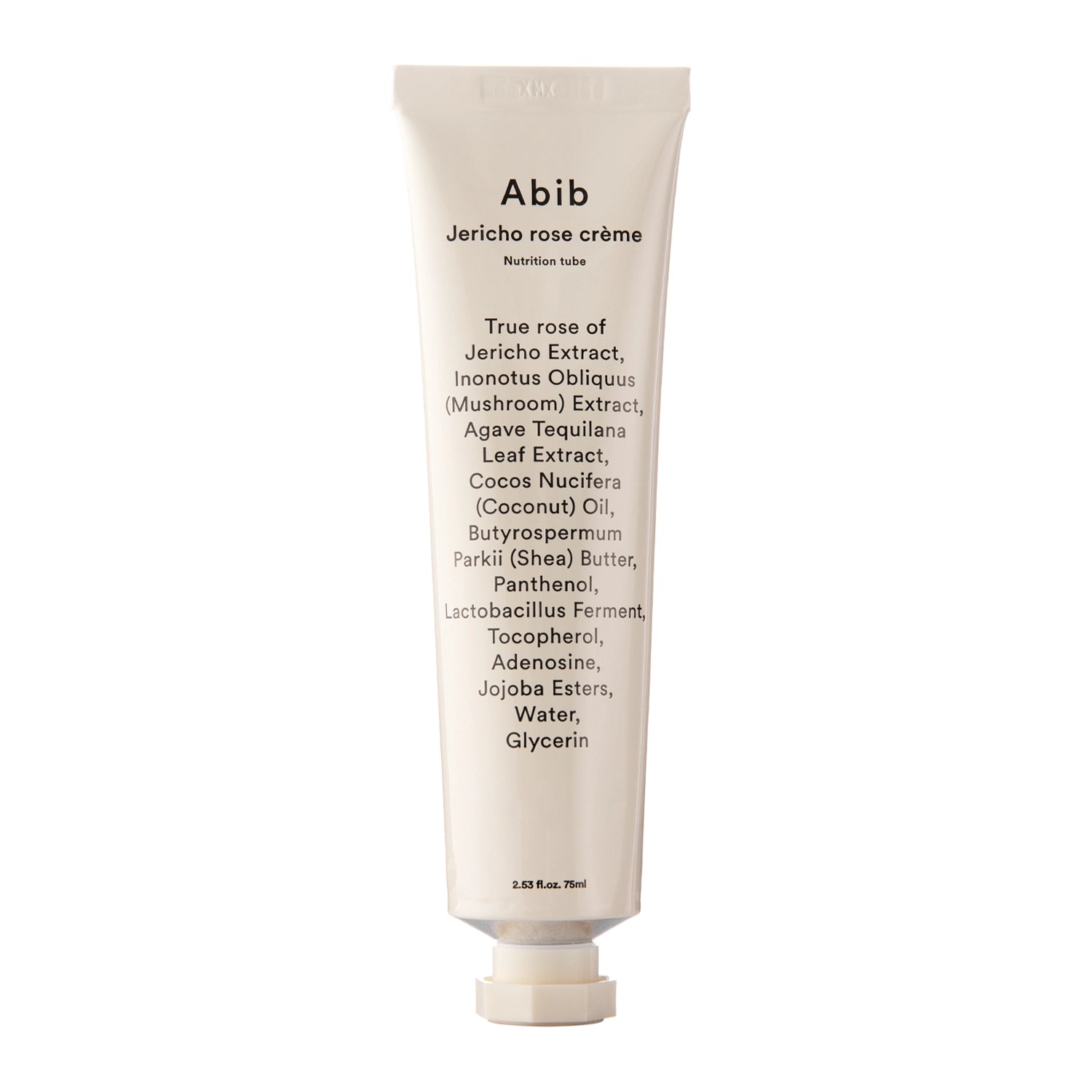 tube de crème nourrissante Jericho Rose Nutrition Creme d'Abib sur fond épuré K-Beauty