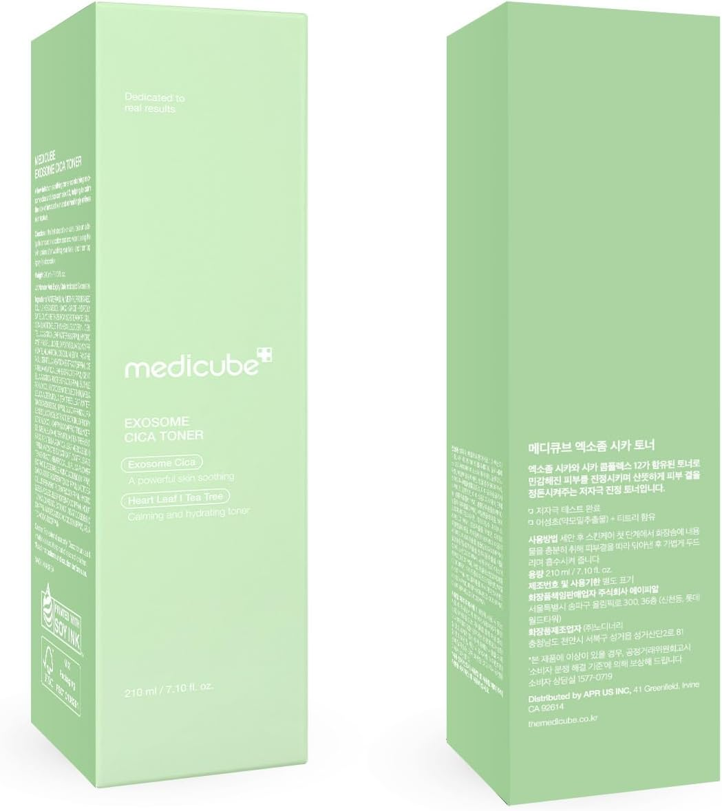 Boîte d'emballage en carton d'origine de la lotion coréenne Medicube Exosome Cica Toner 210ml.