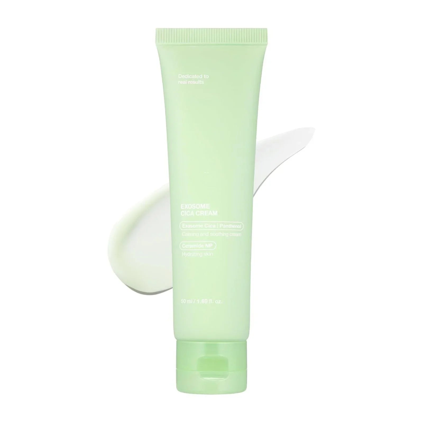 Tube de crème réparatrice Exosome Cica Cream 50ml de la marque Medicube, posé verticalement sur un fond épuré.